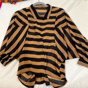 Brown and Black Office Attire Top